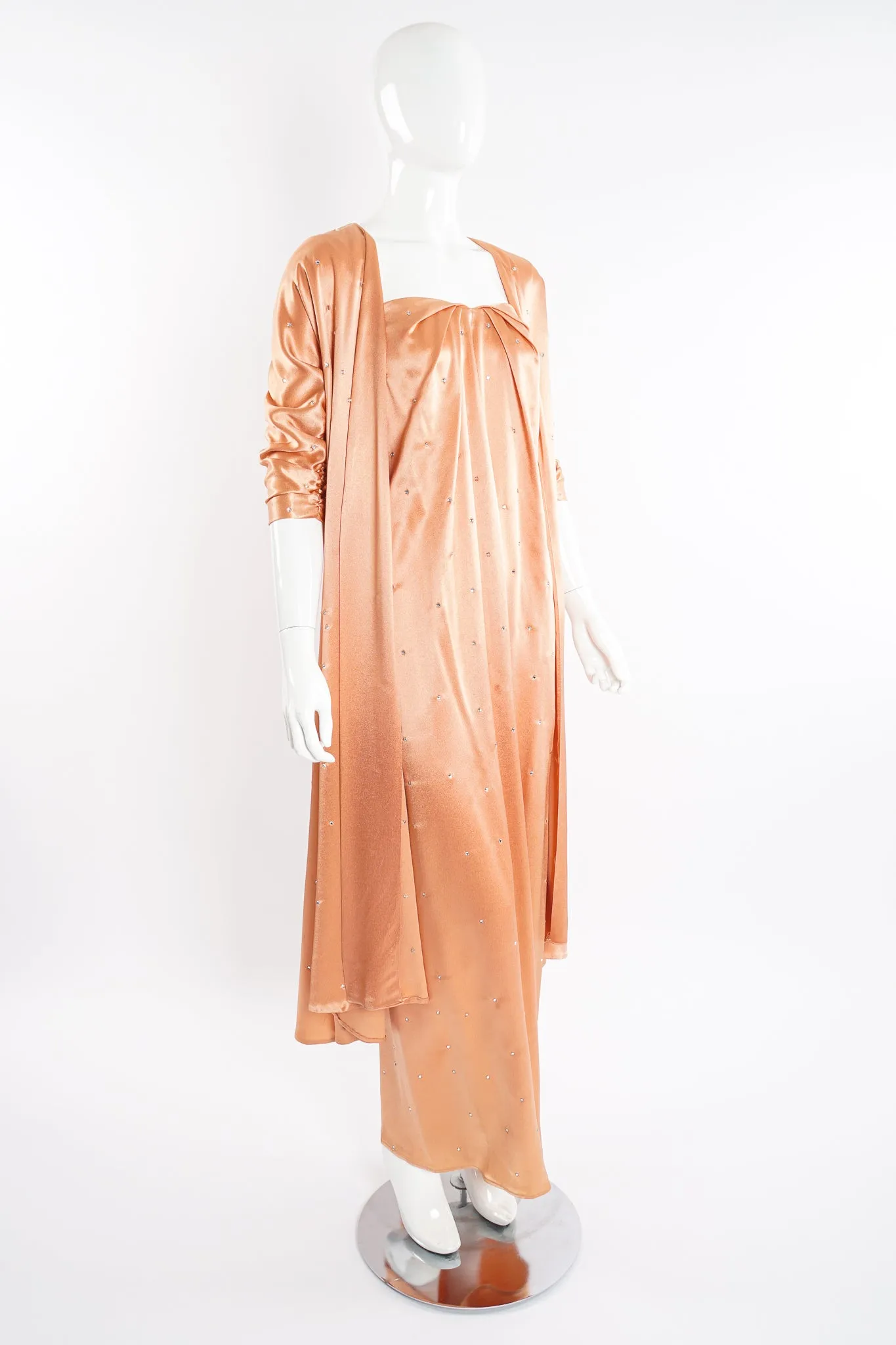 Satin Rhinestone Duster & Dress Set