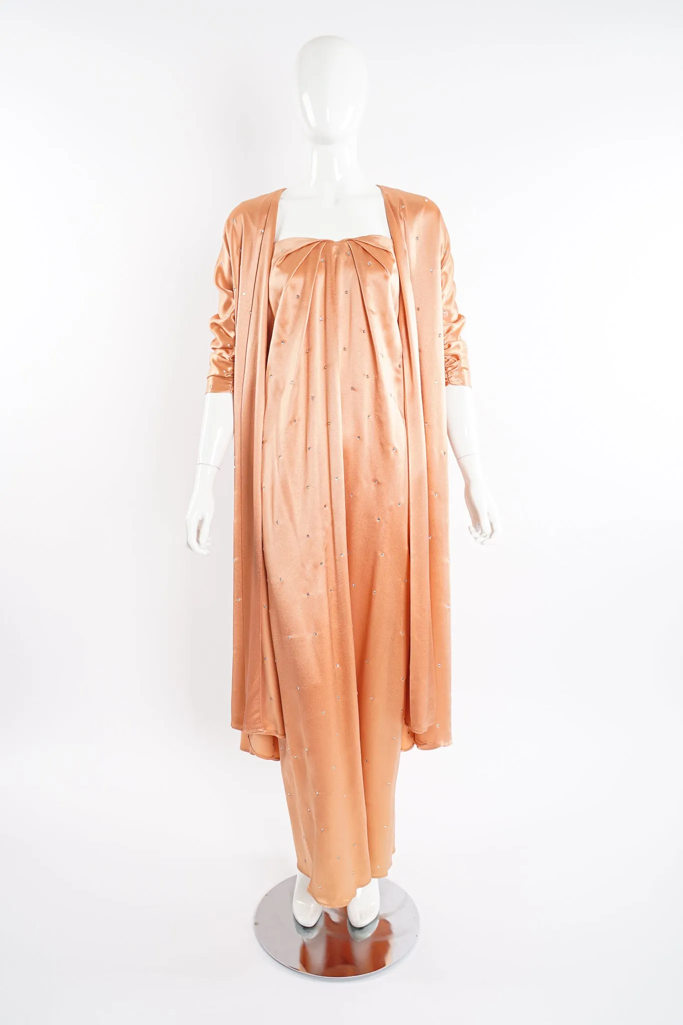 Satin Rhinestone Duster & Dress Set