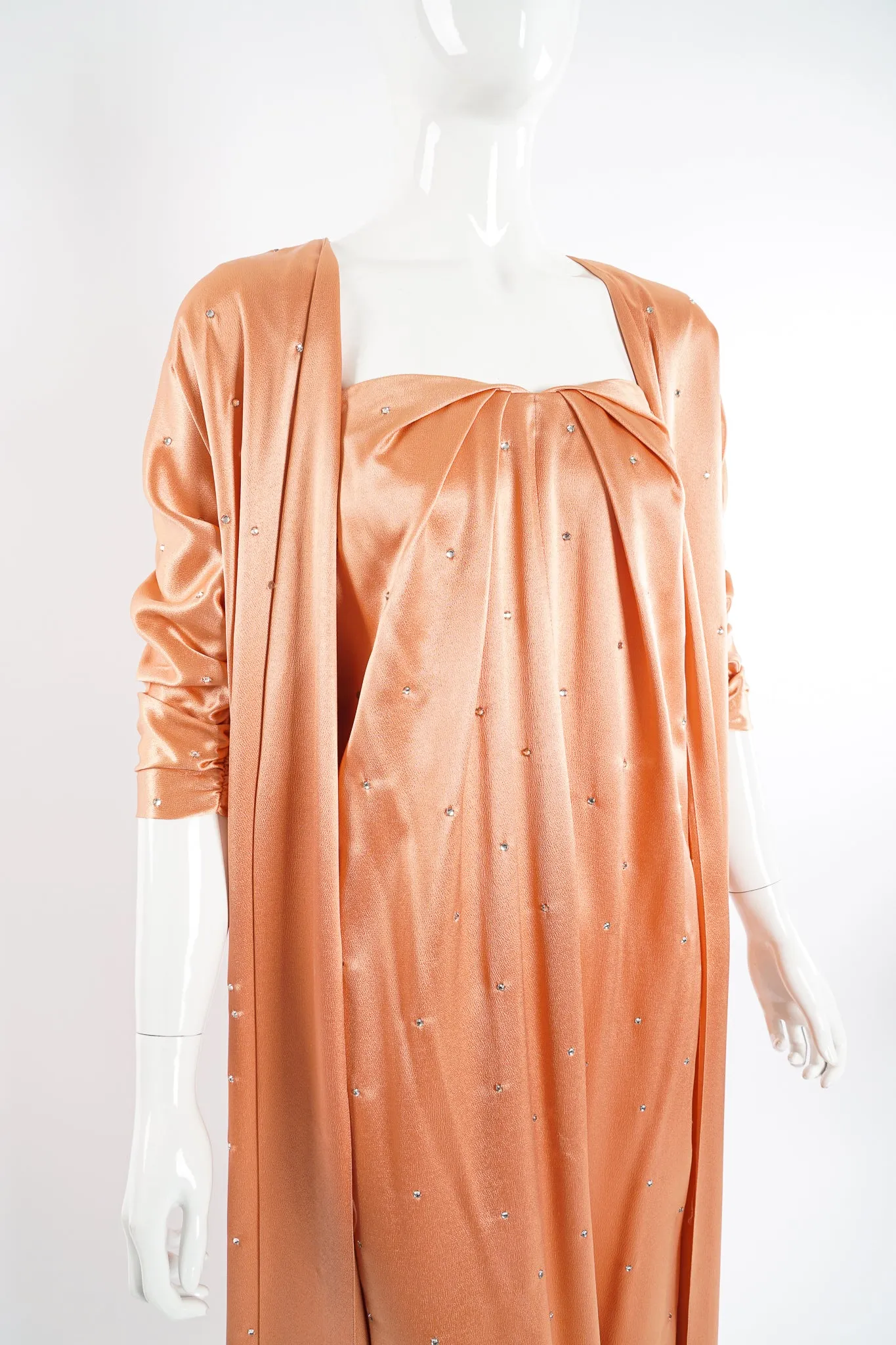 Satin Rhinestone Duster & Dress Set
