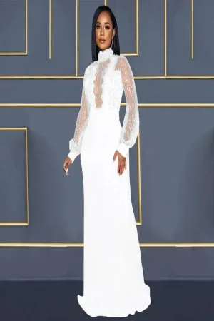 Sequined Sheer Maxi Evening Dress