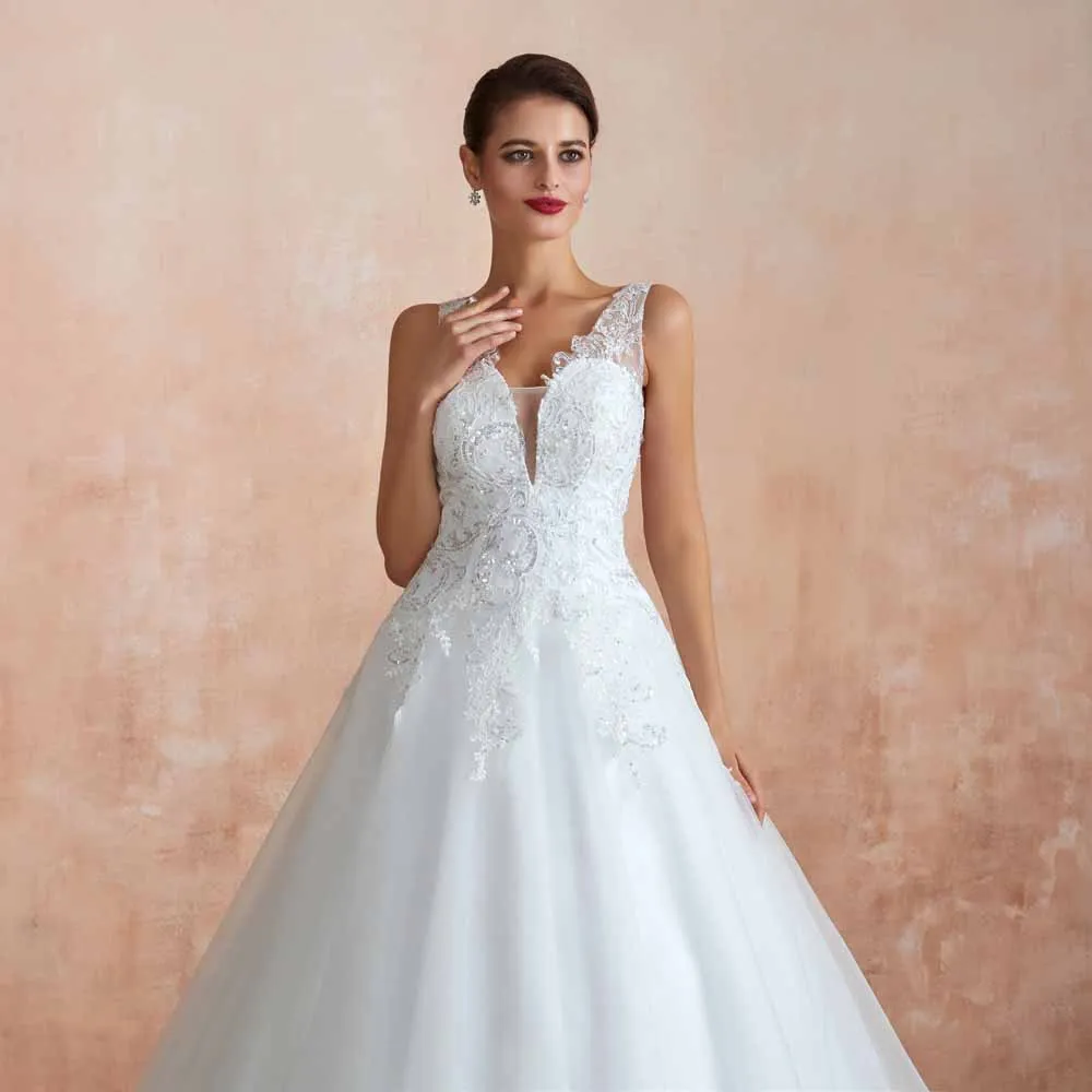 Sequins Lace Ball Gown Wedding Dress EN3416