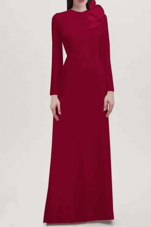 Seraphina Long Sleeves Crepe Gown - All Colors