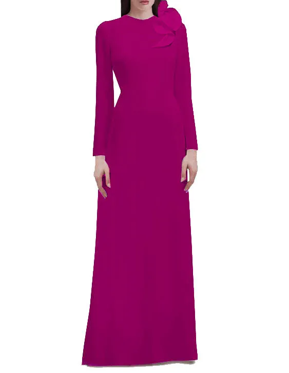 Seraphina Long Sleeves Crepe Gown - All Colors