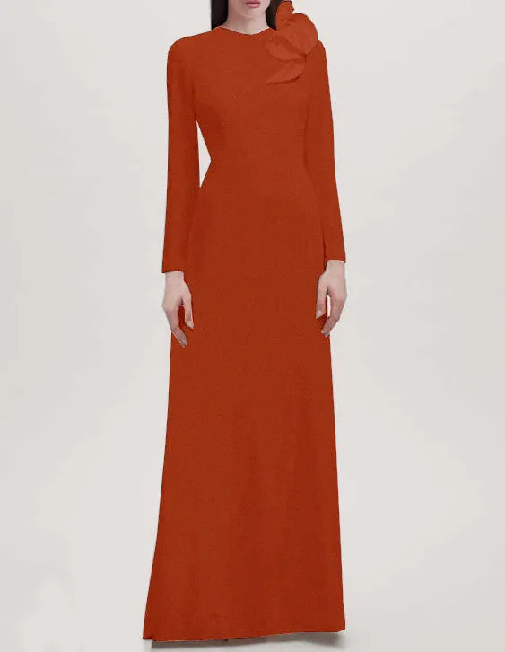 Seraphina Long Sleeves Crepe Gown - All Colors