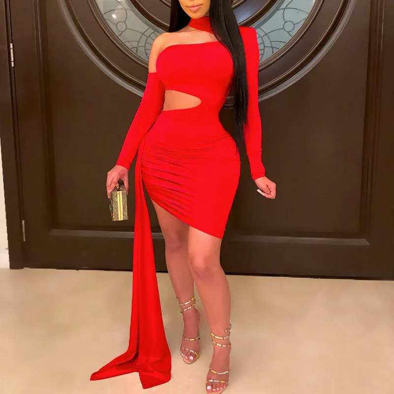 Sexy Hollow Out Long Sleeve Bandage Slim Dress