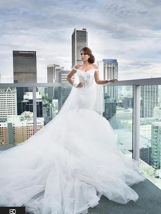 Sexy Off The Shoulder Mermaid Wedding Dress Long Sleeves Custom Made