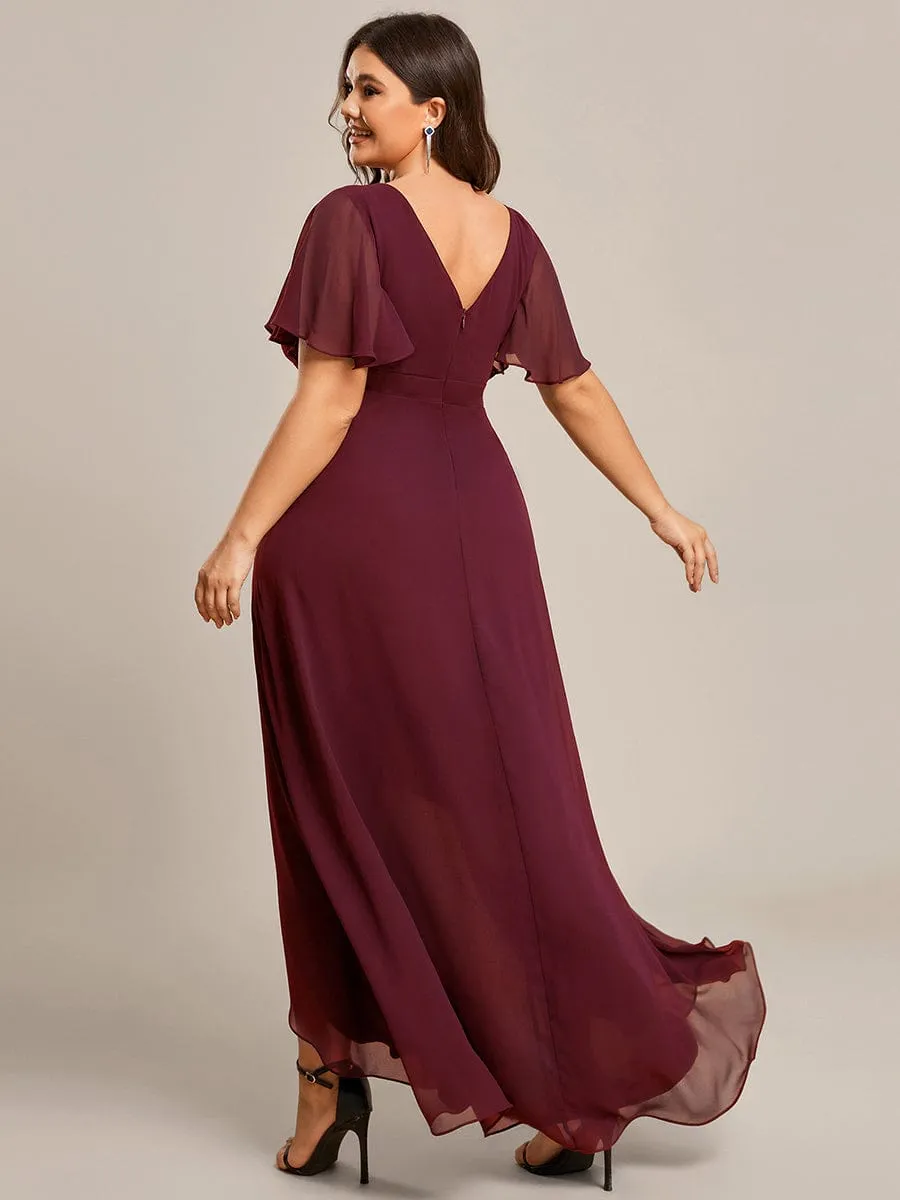 Sharana burgundy sleeved hi low bridesmaid dress Express NZ wide