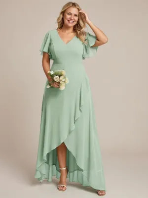 Sharana light sage sleeved hi low dress Express NZ wide