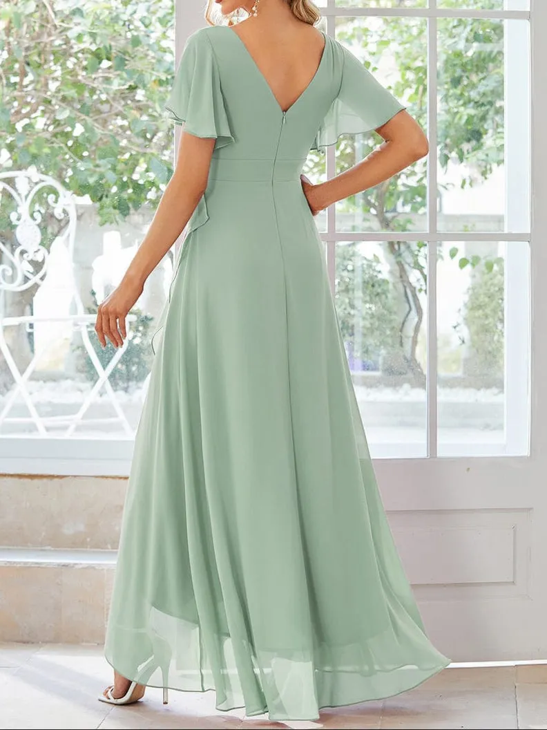 Sharana light sage sleeved hi low dress Express NZ wide