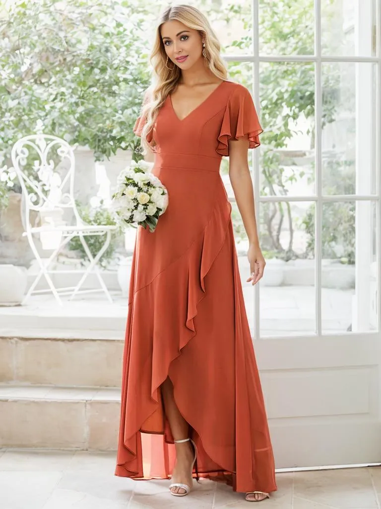 Sharana sleeved hi low bridesmaid dress in more colors