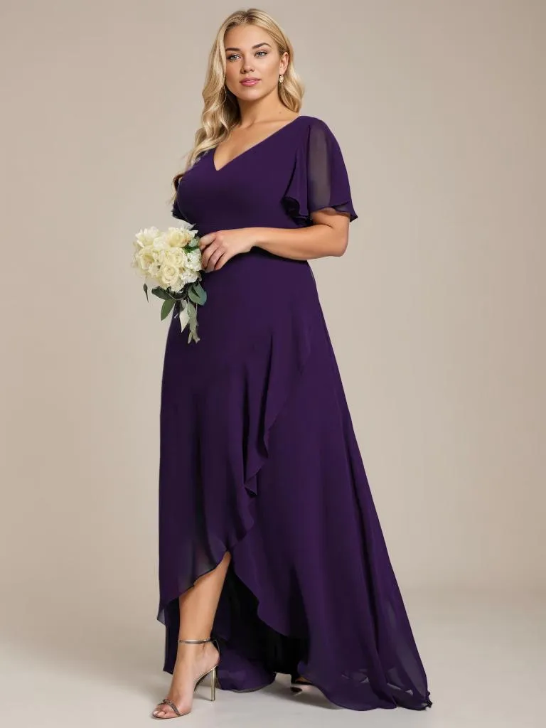 Sharana sleeved hi low bridesmaid dress in more colors