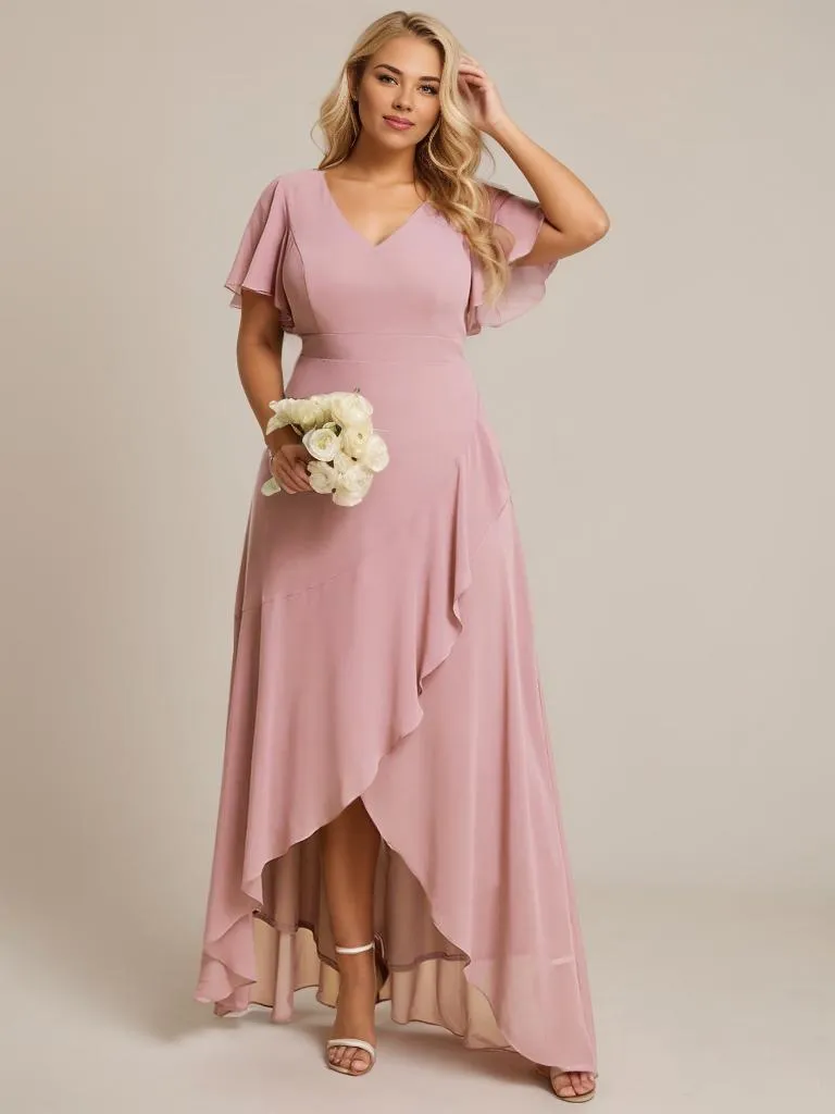 Sharana sleeved hi low bridesmaid dress in more colors