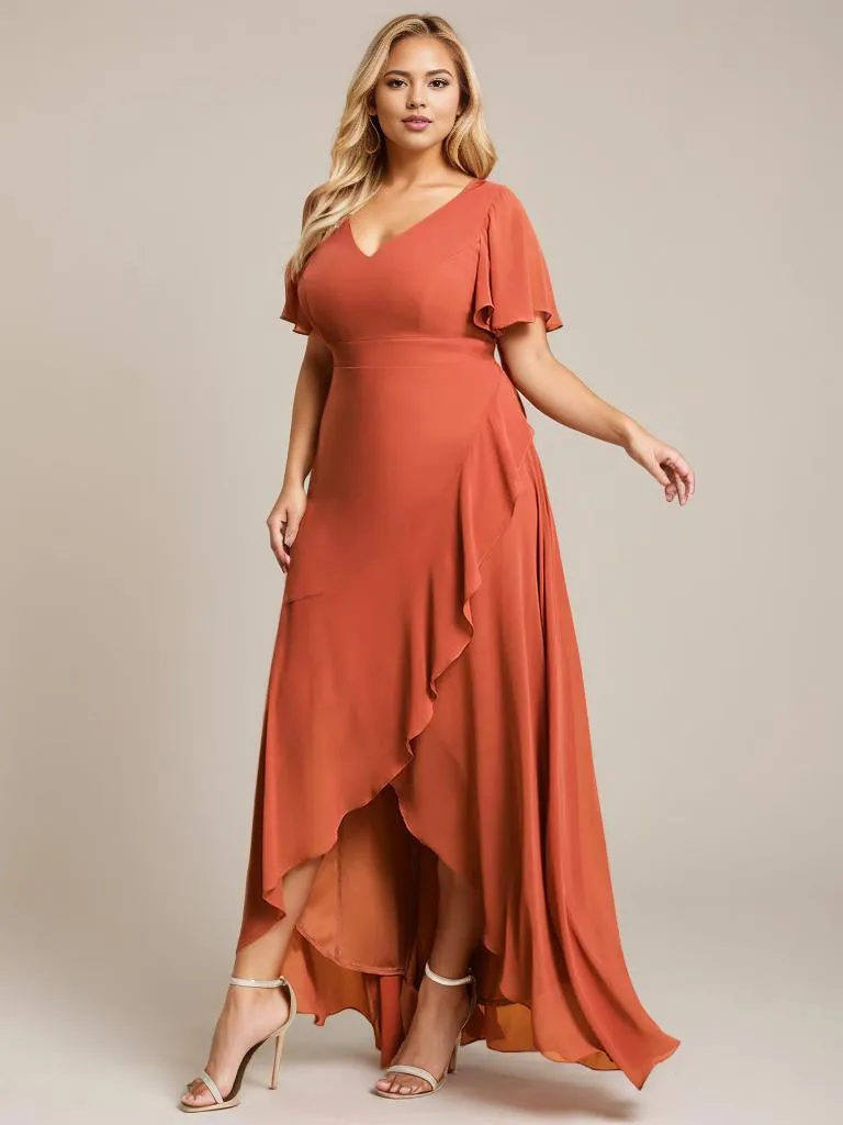 Sharana sleeved hi low bridesmaid dress in more colors
