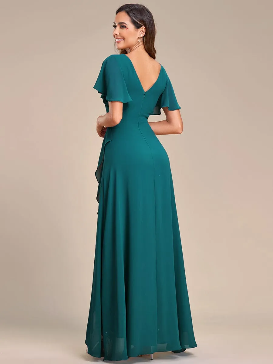 Sharana sleeved hi low bridesmaid dress in teal Express NZ Wide