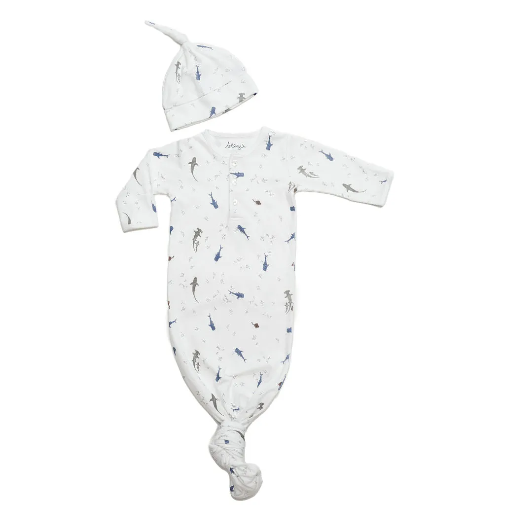 Sharks Knotted Hat and Gown for Newborn