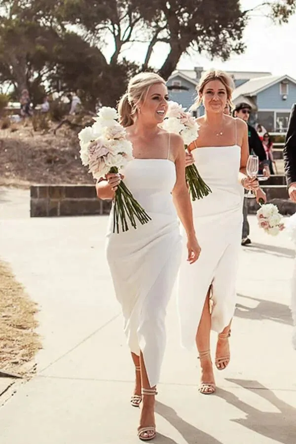 Sheath Square Neck Short Bridesmaid Dresses, Cheap Bridesmaid Dresses, MBD173
