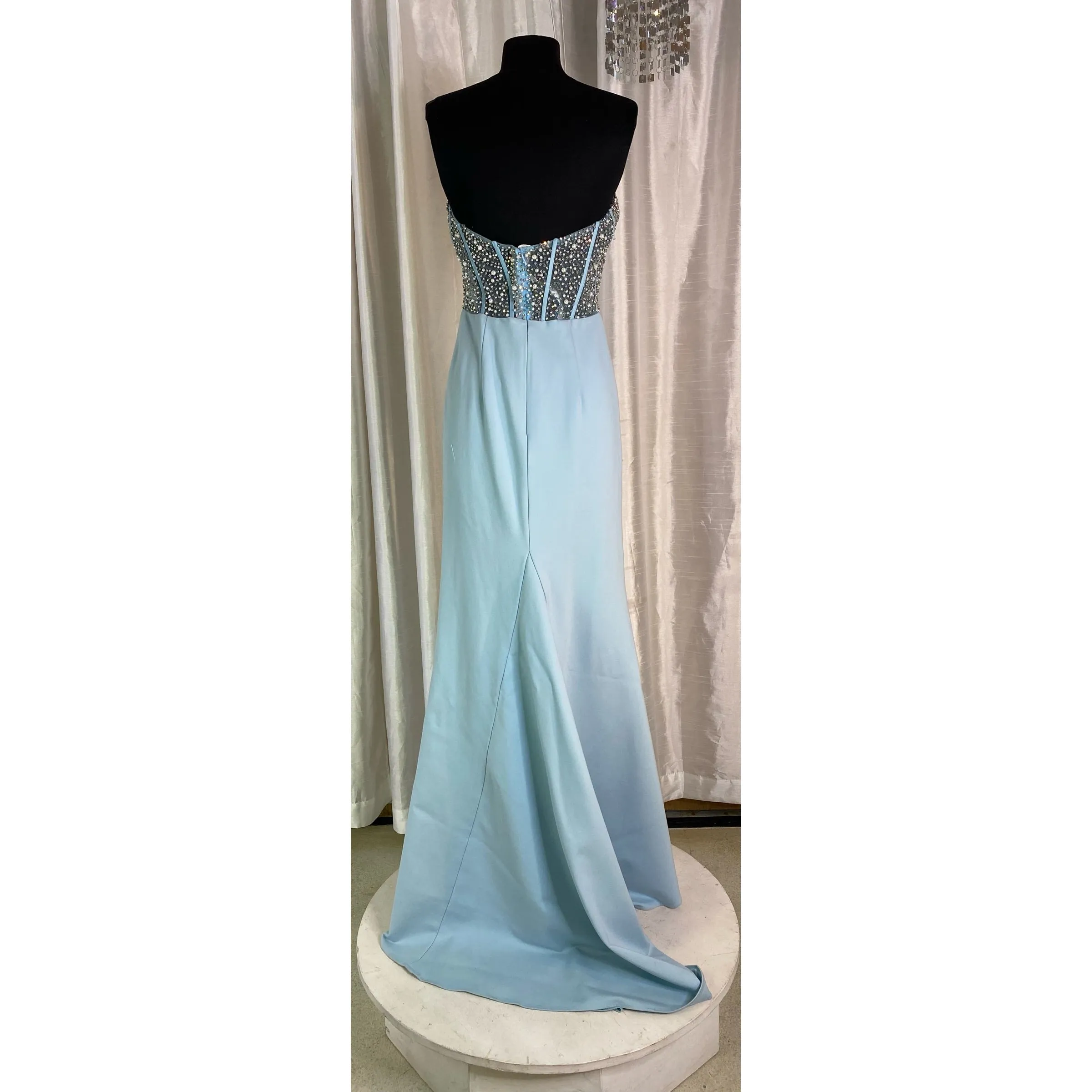 SHERRI HILL Style 55320 Long Gown Light Blue Size 8