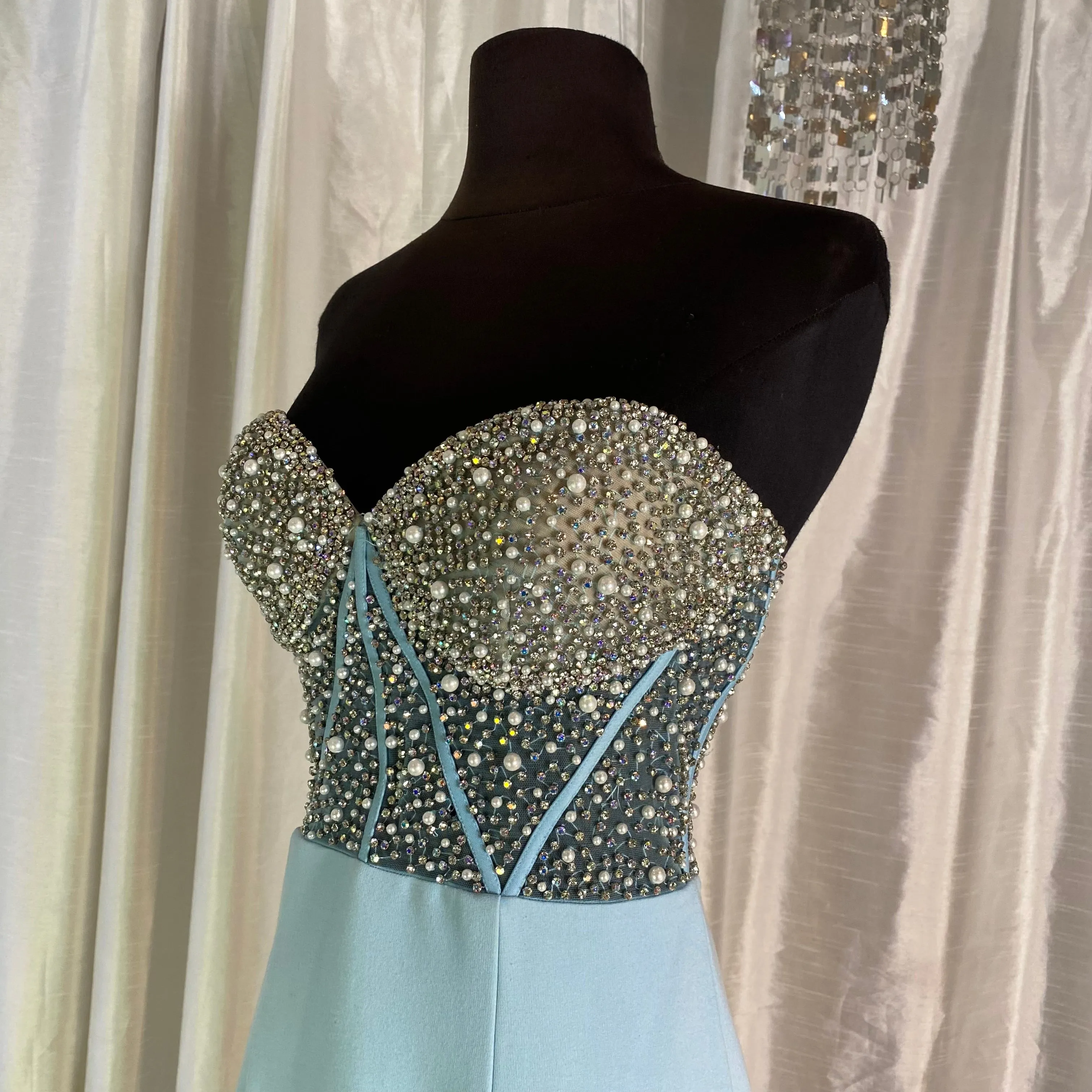 SHERRI HILL Style 55320 Long Gown Light Blue Size 8