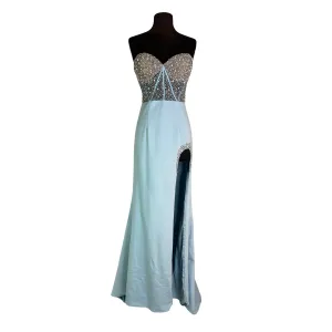 SHERRI HILL Style 55320 Long Gown Light Blue Size 8
