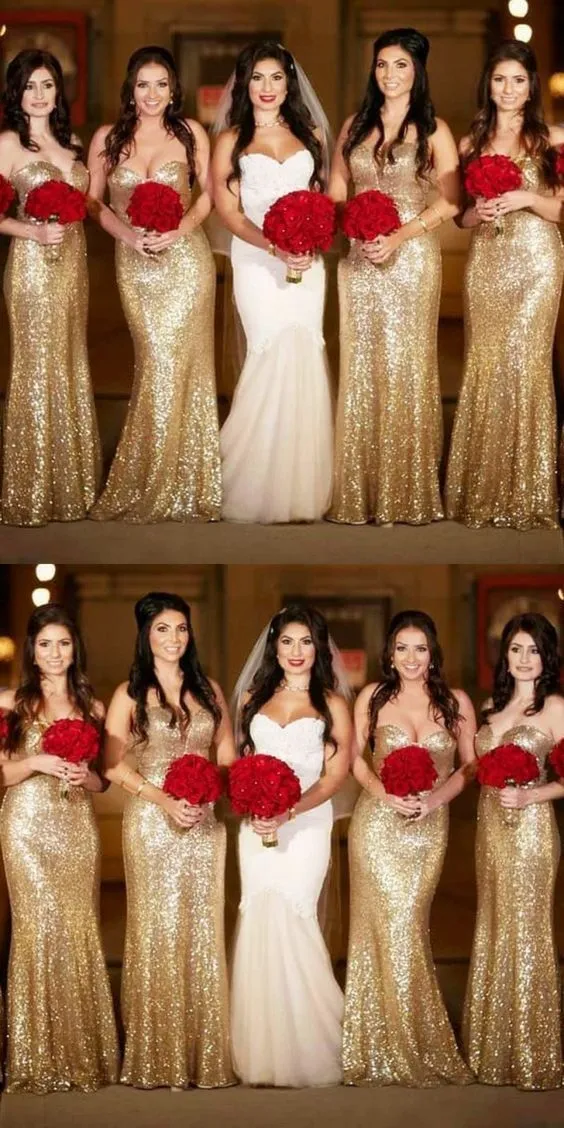 Shining Sweetheart SequinFull Length Long Bridesmaid Dresses,Wedding Party Dresses,WGY0190