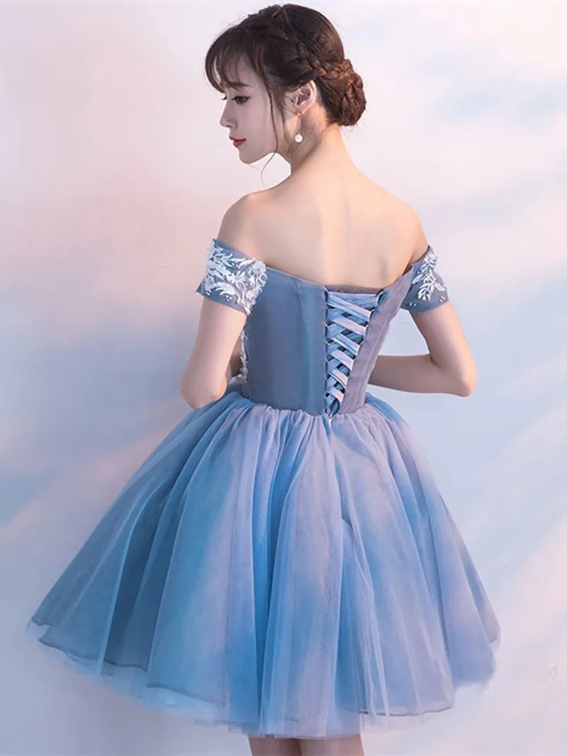 Short Homecoming Dress, Tulle Homecoming Dress, Beading Homecoming Dress, A-Line Junior School Dress, Applique Graduation Dress, Backless Homecoming Dress, LB0549