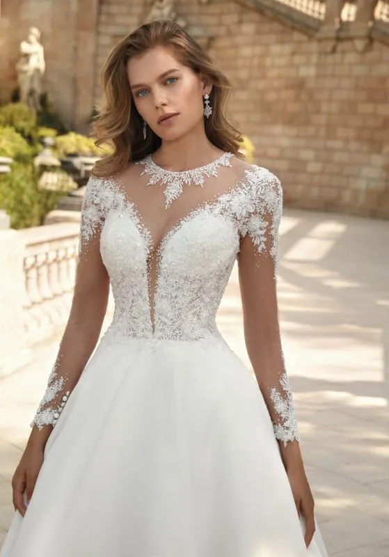 Size 16 Demetrios 1161 Ivory/Nude Gown