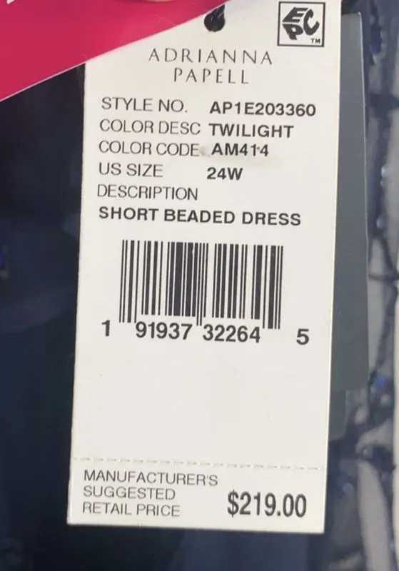 Size 24W Adrianna Papell AP1E203360 Twilight Mother of Bride Dress