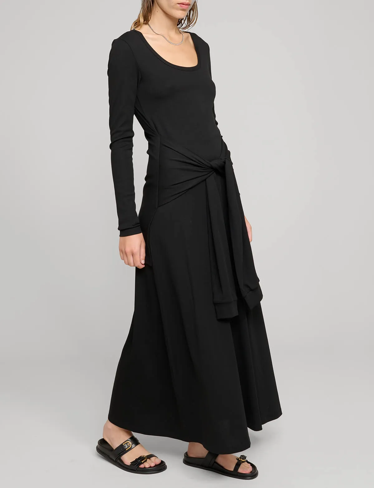 Sleeve-Tie Long Sleeve Dress