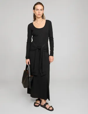 Sleeve-Tie Long Sleeve Dress