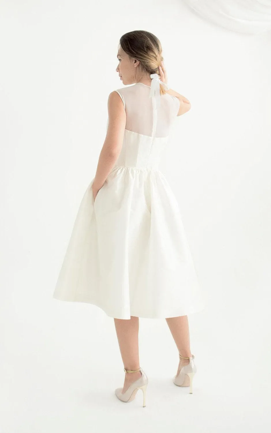 Sleeve Zipper Sleeveless Sweetheart Taffeta Dress-711748