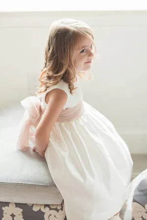 Sleeveless Tulle Waistband Satin Flower Girls Dress Cheap