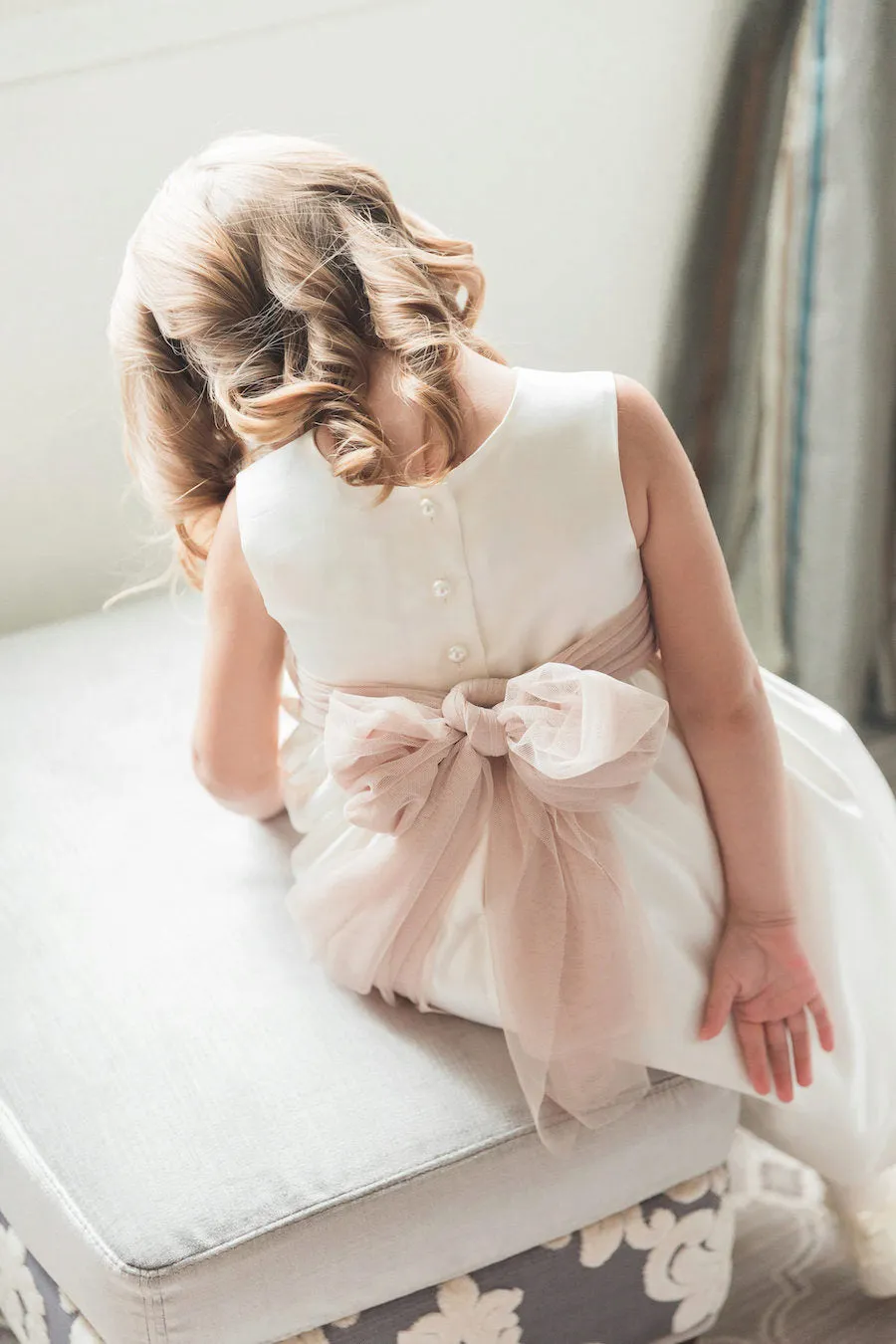 Sleeveless Tulle Waistband Satin Flower Girls Dress Cheap