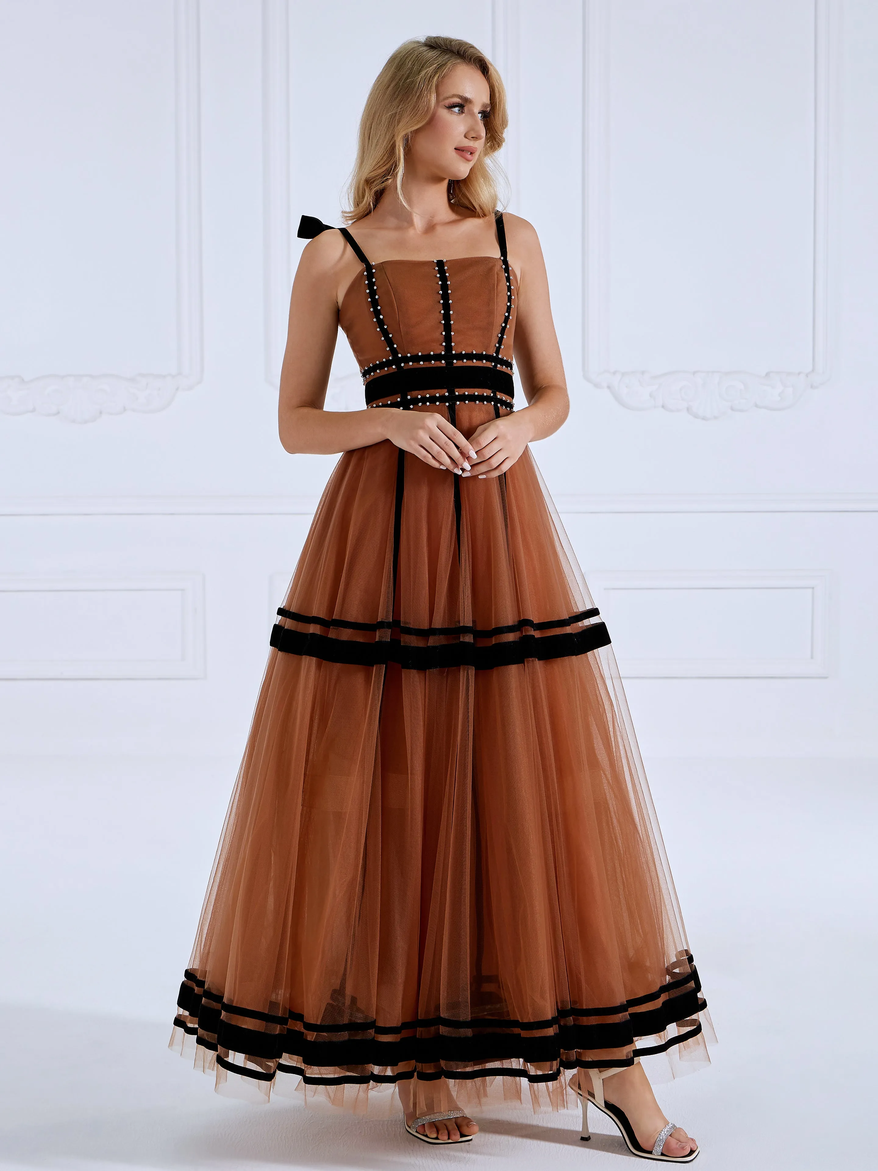 Spaghetti Strap Rhinestone Tulle Ball Gown #12110