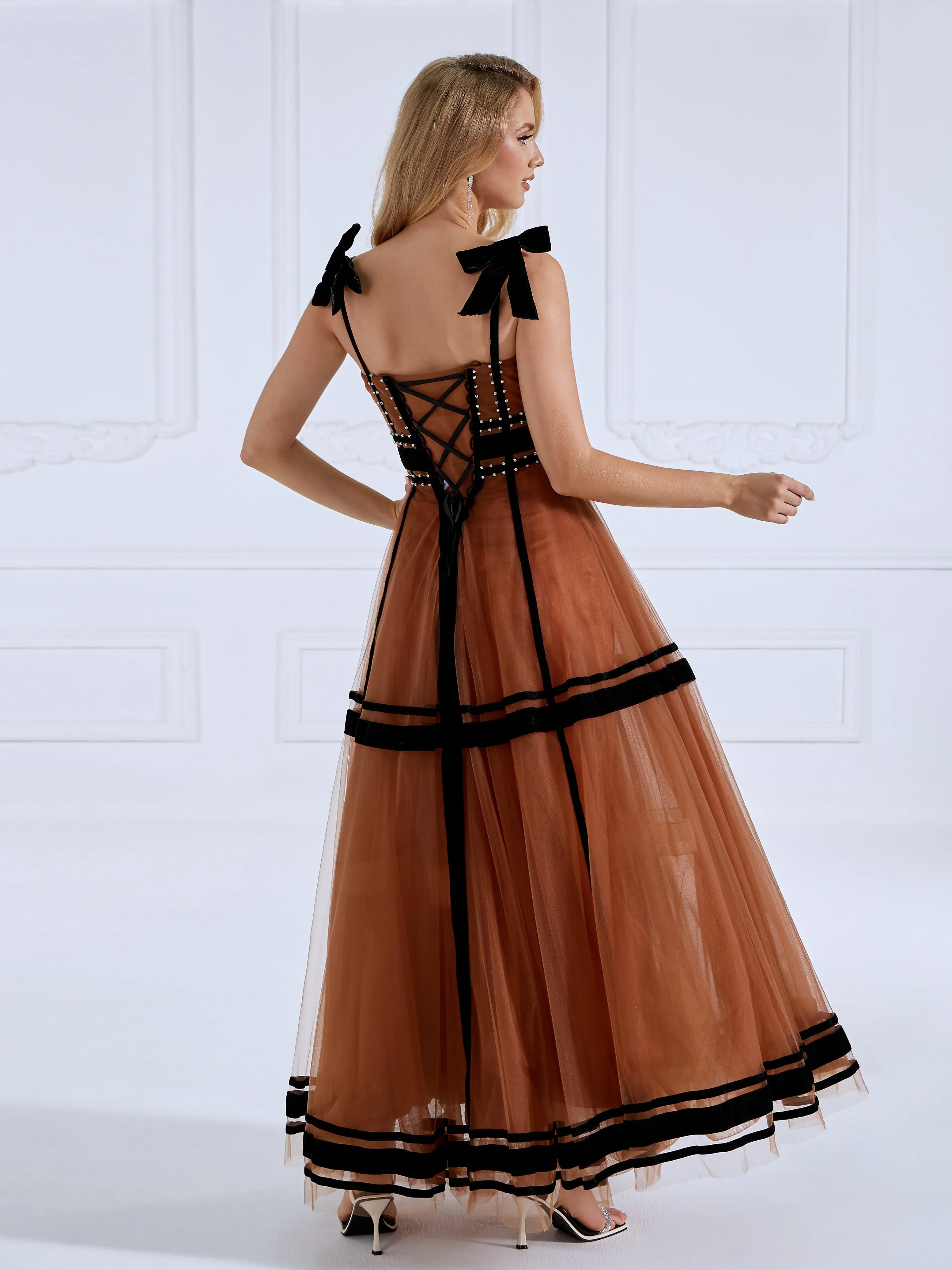 Spaghetti Strap Rhinestone Tulle Ball Gown #12110