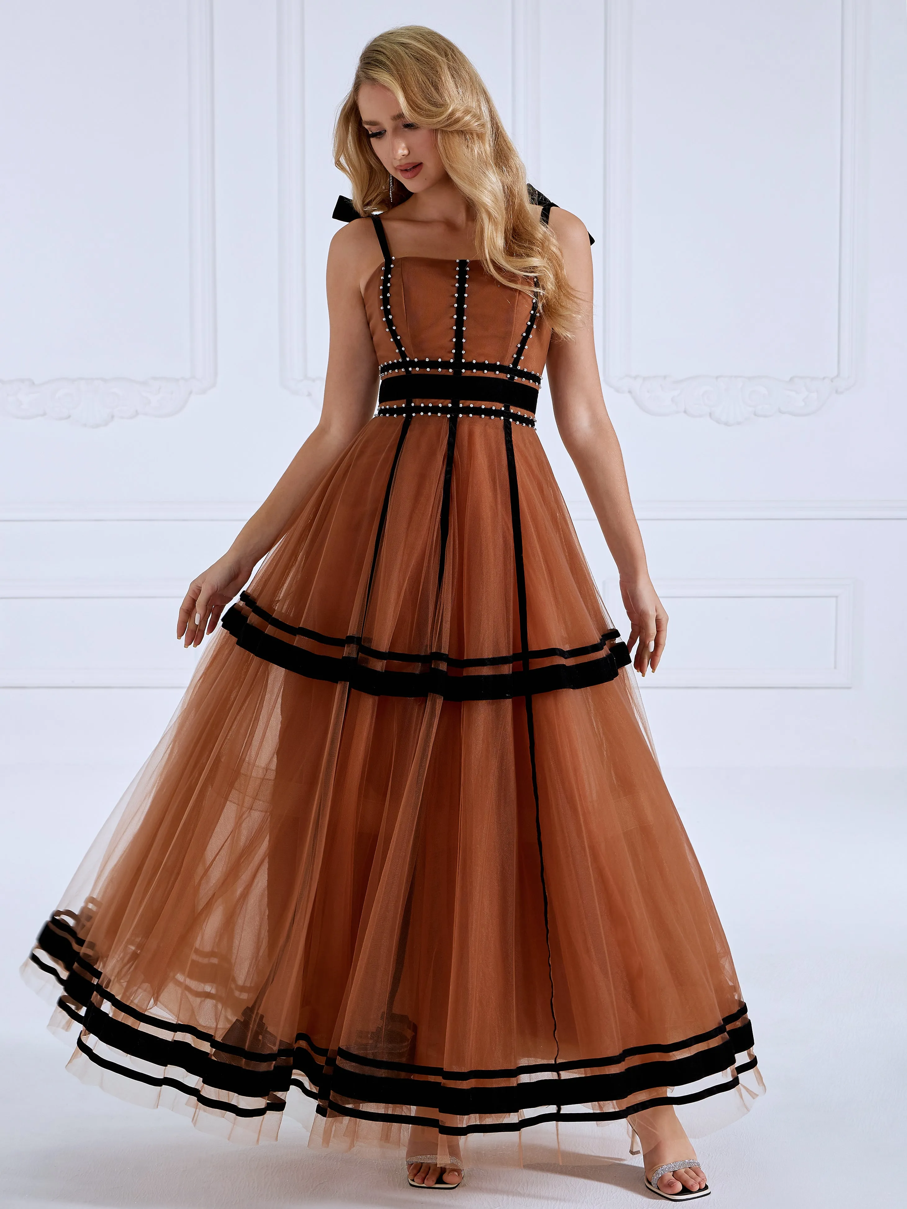 Spaghetti Strap Rhinestone Tulle Ball Gown #12110