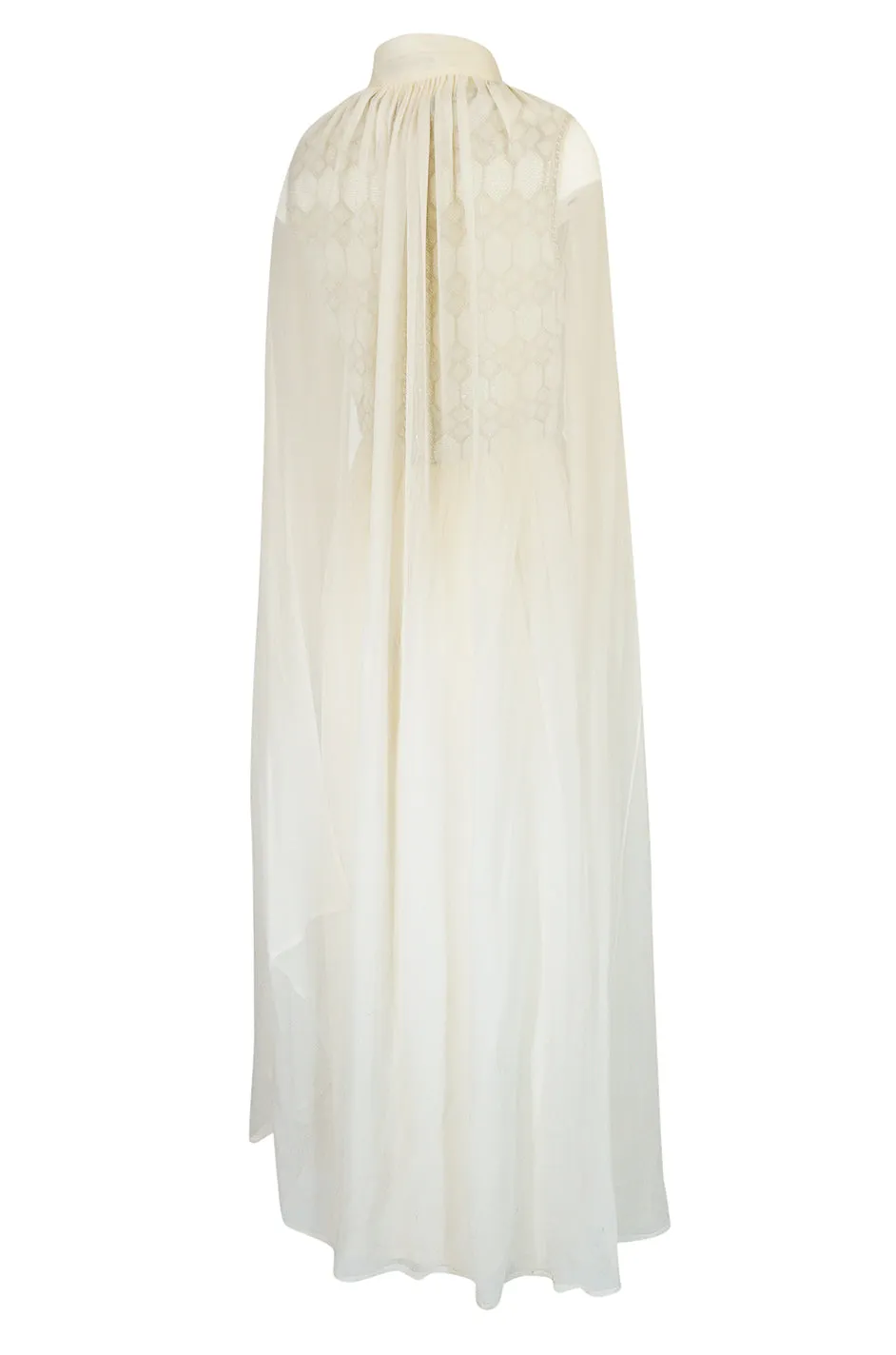 Spring 1961 Balmain Haute Couture Lesage Ivory Beaded Dress w Detachable Cape