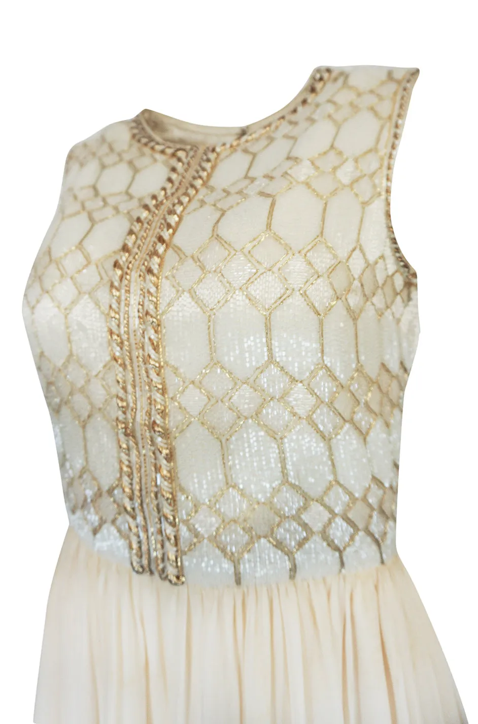 Spring 1961 Balmain Haute Couture Lesage Ivory Beaded Dress w Detachable Cape