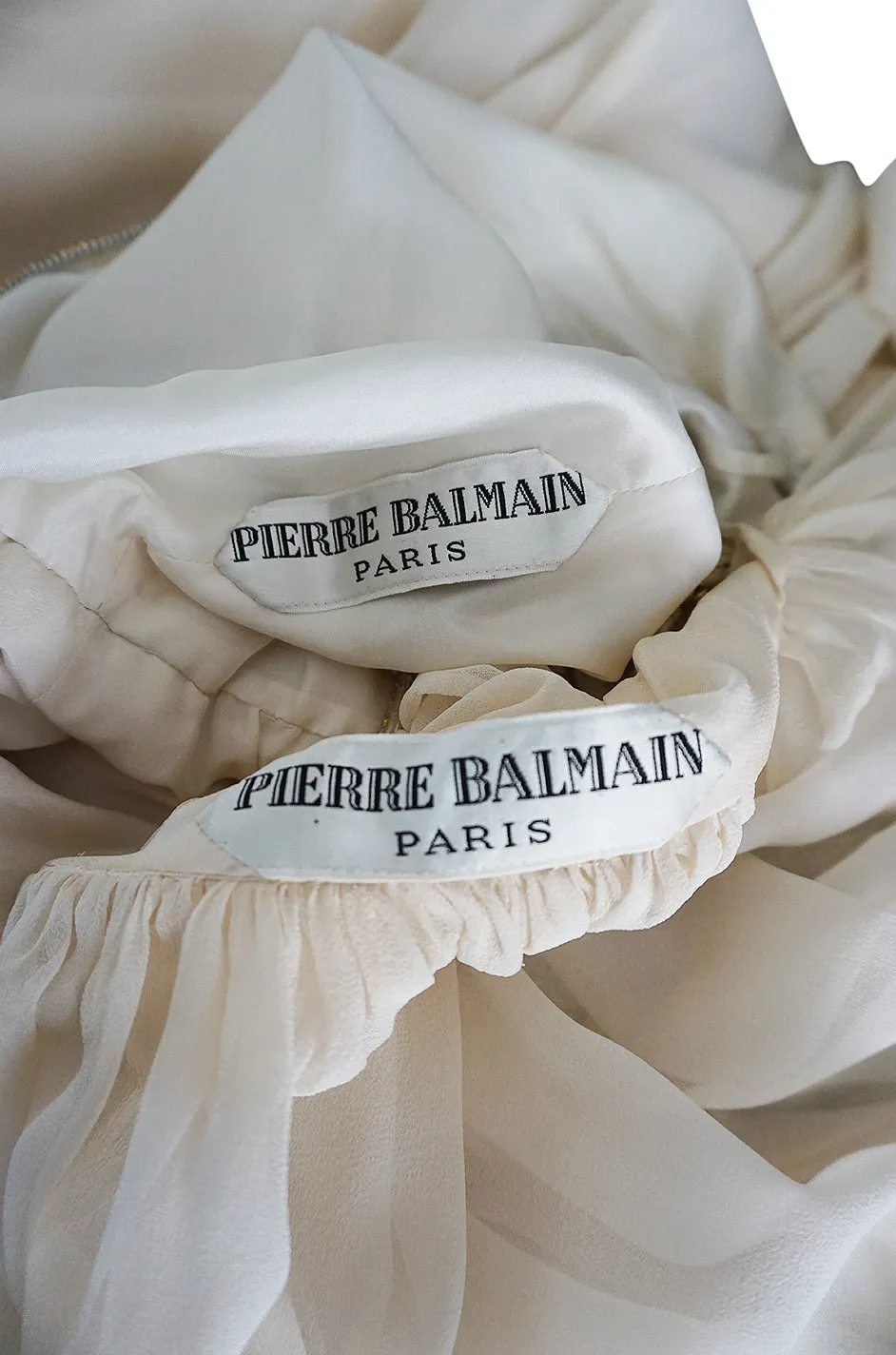 Spring 1961 Balmain Haute Couture Lesage Ivory Beaded Dress w Detachable Cape