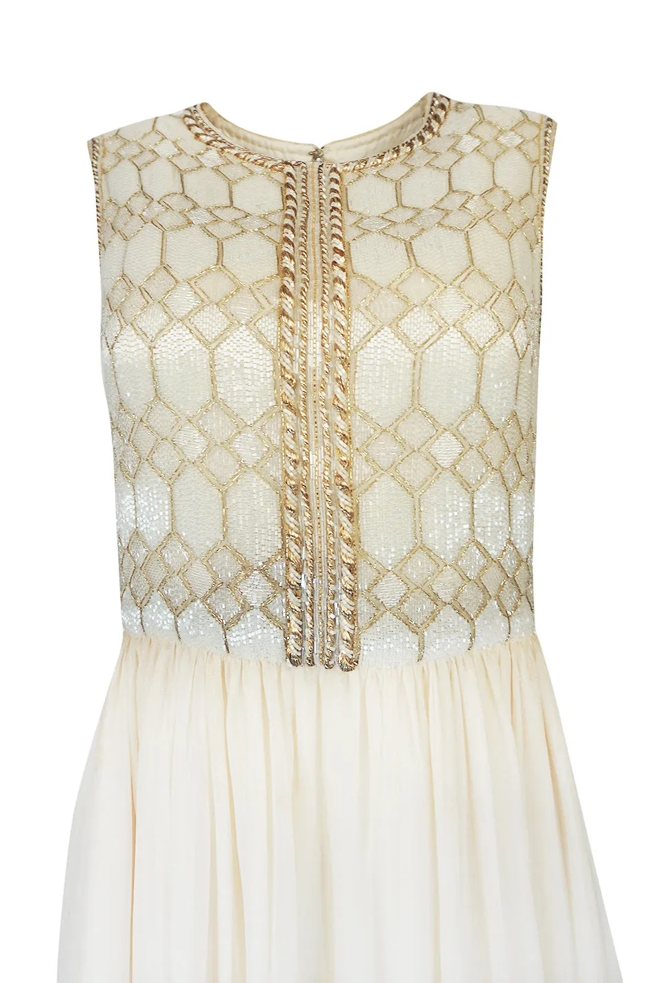 Spring 1961 Balmain Haute Couture Lesage Ivory Beaded Dress w Detachable Cape