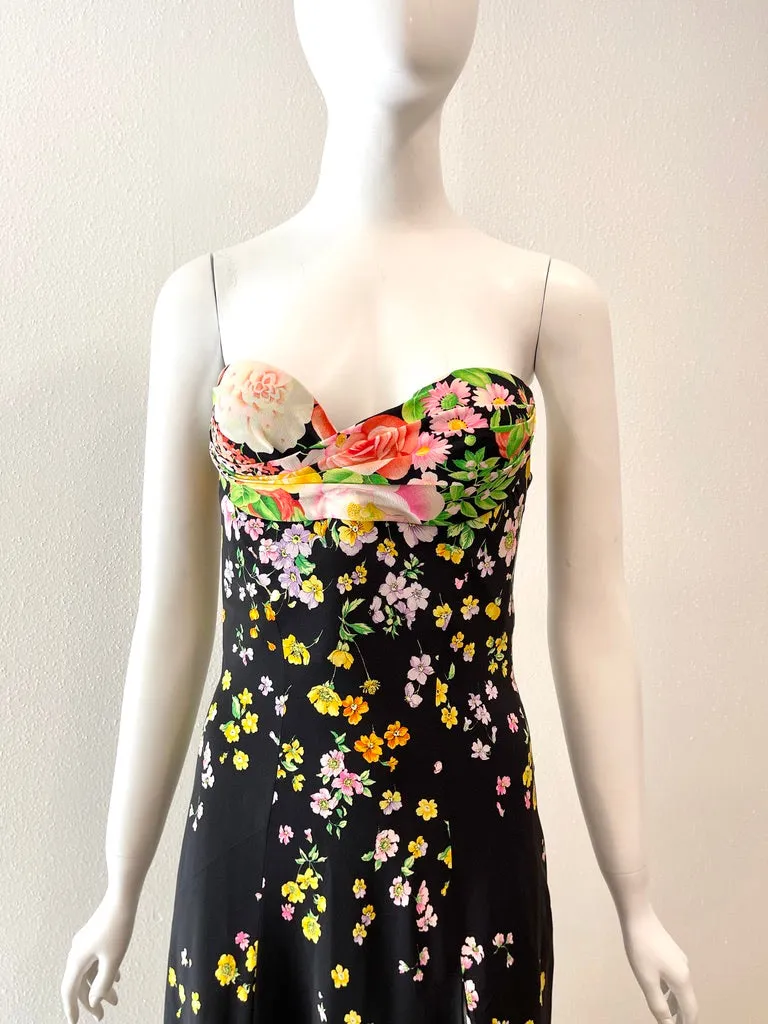 S/S 1993 GIANNI VERSACE Floral Strapless
