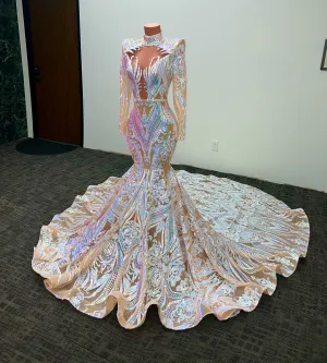 Stella High Neck Sequin Mermaid Gown