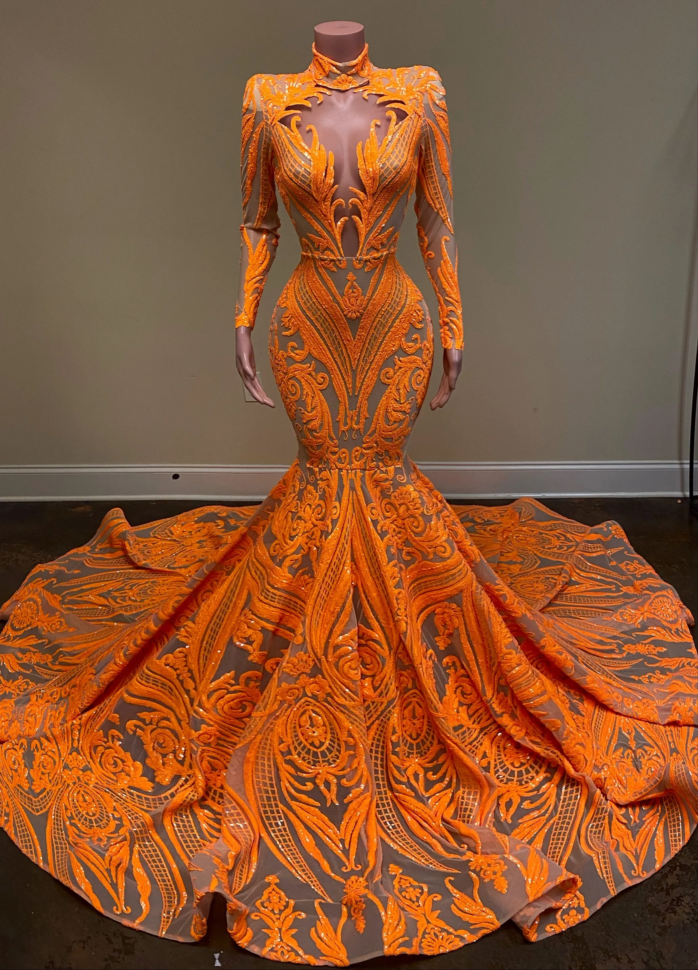 Stella High Neck Sequin Mermaid Gown