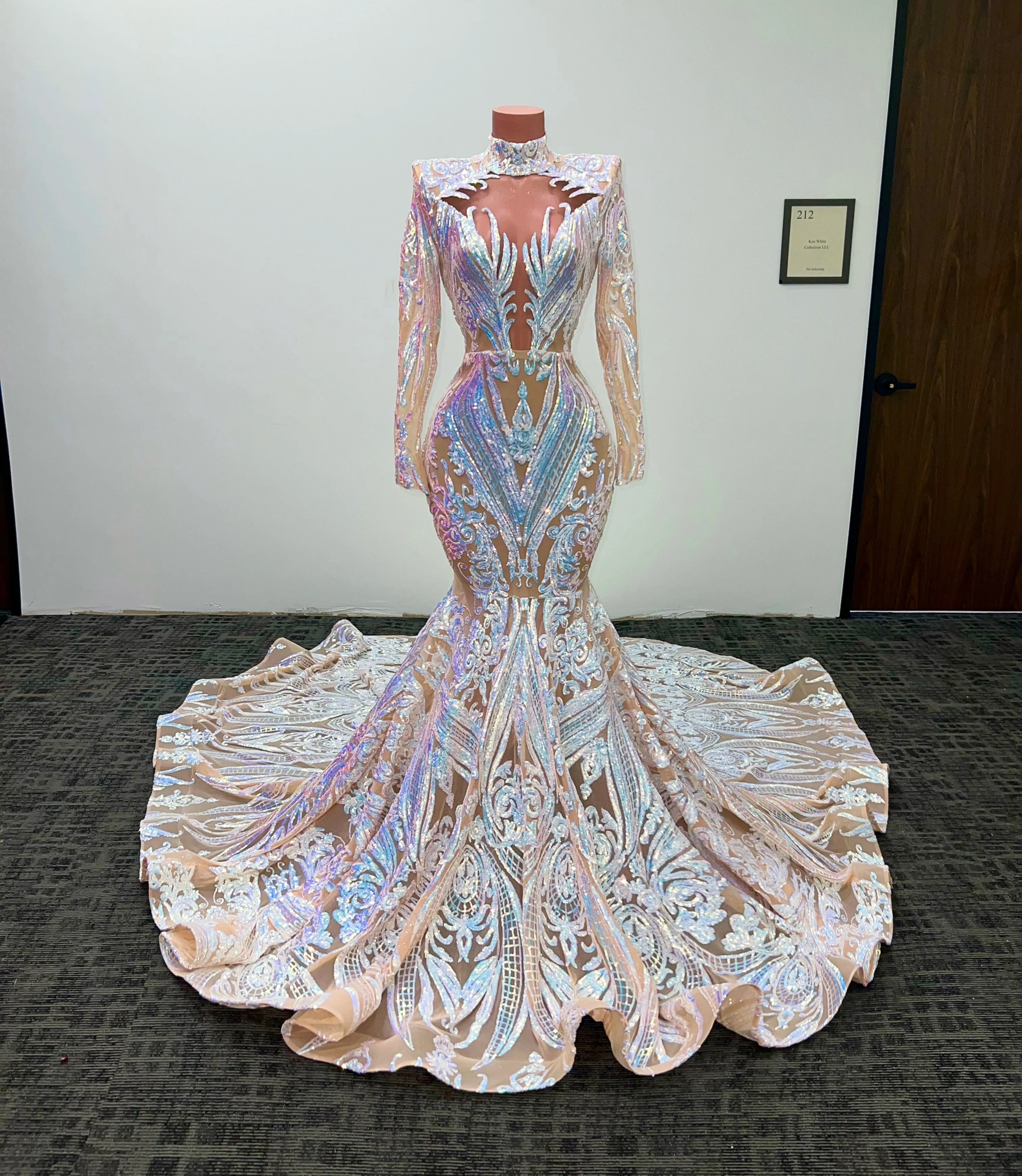 Stella High Neck Sequin Mermaid Gown
