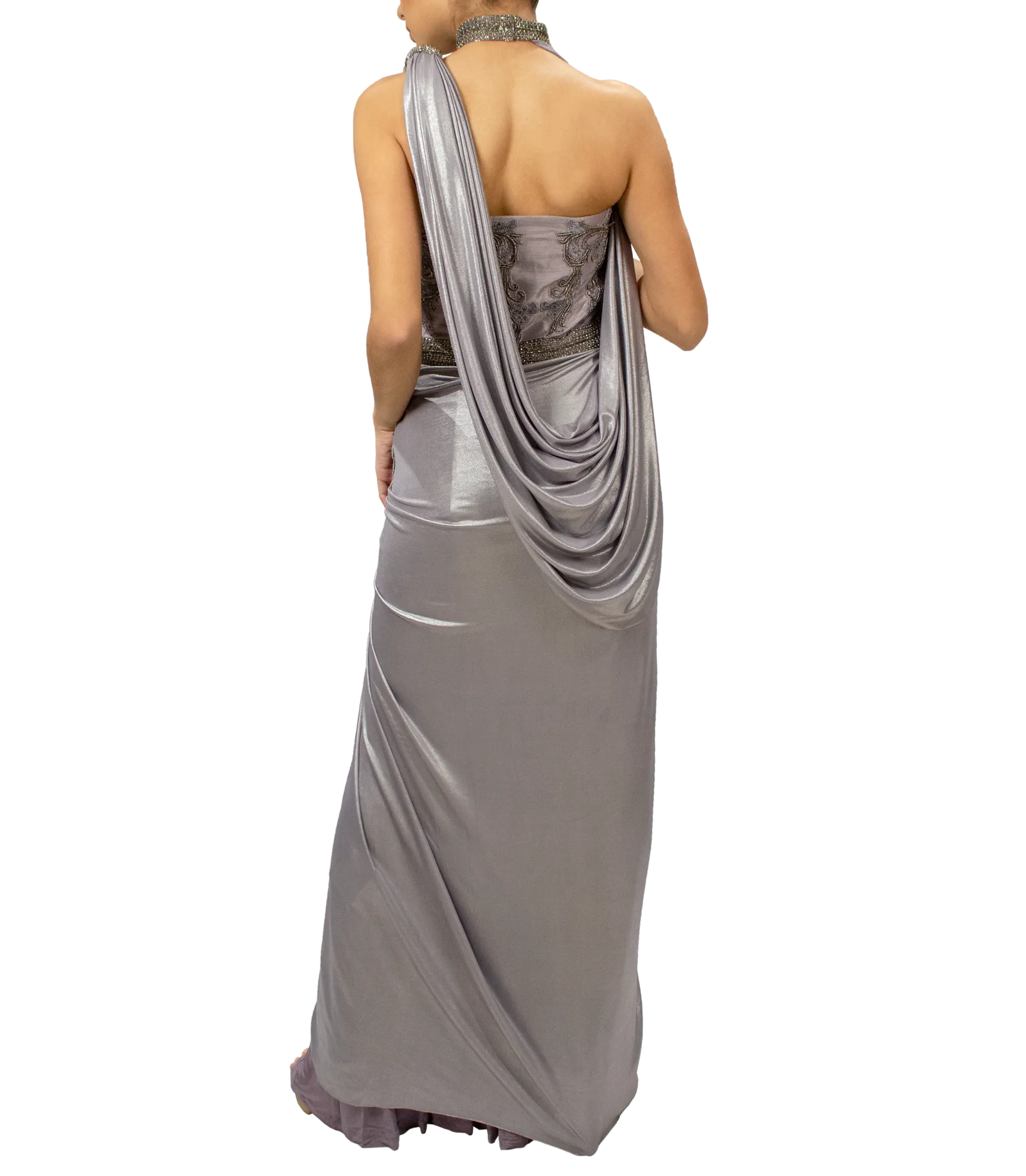 Strapless drape gown
