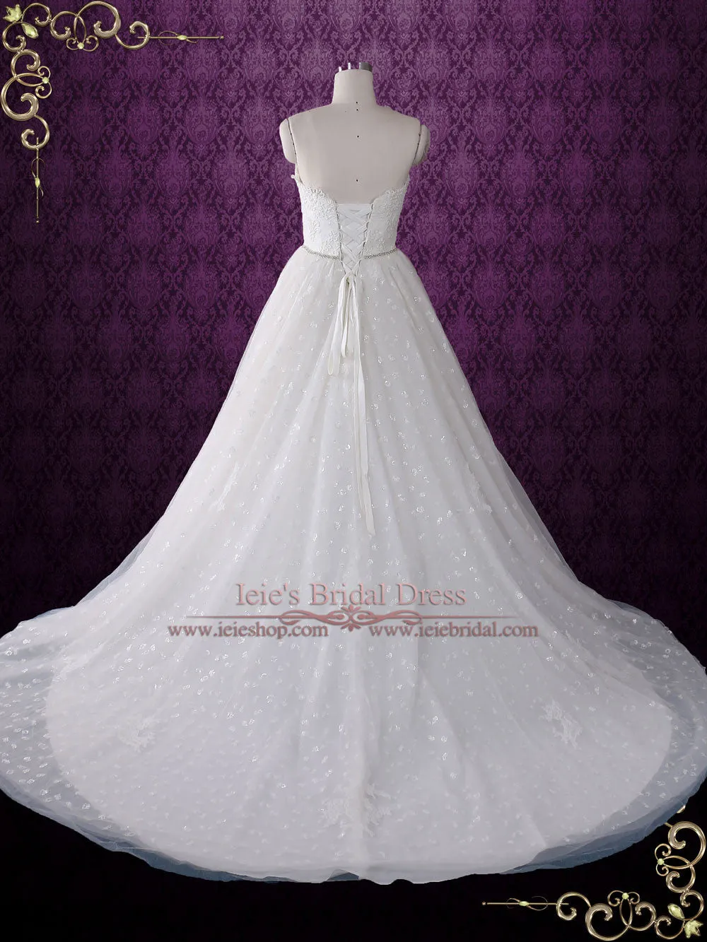 Strapless Princess Style Lace Ball Gown Wedding Dress | Claret