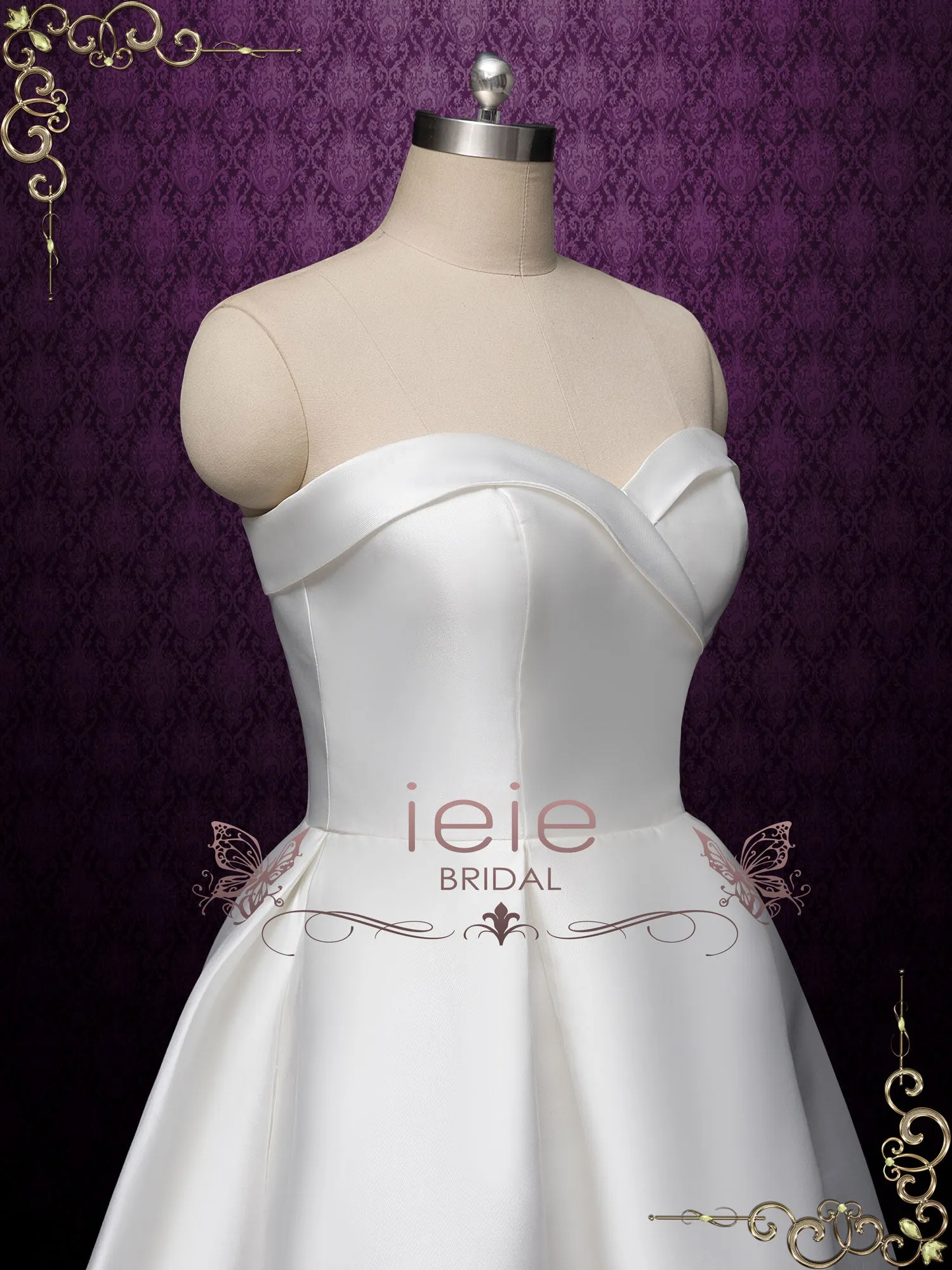 Strapless Satin Wedding Dress with Side Slit DAYNA