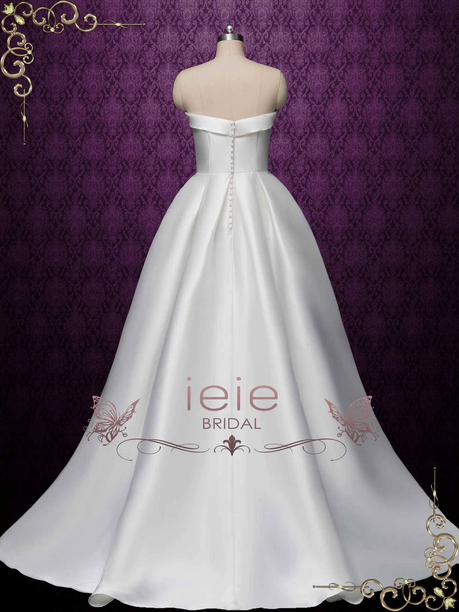 Strapless Satin Wedding Dress with Side Slit DAYNA