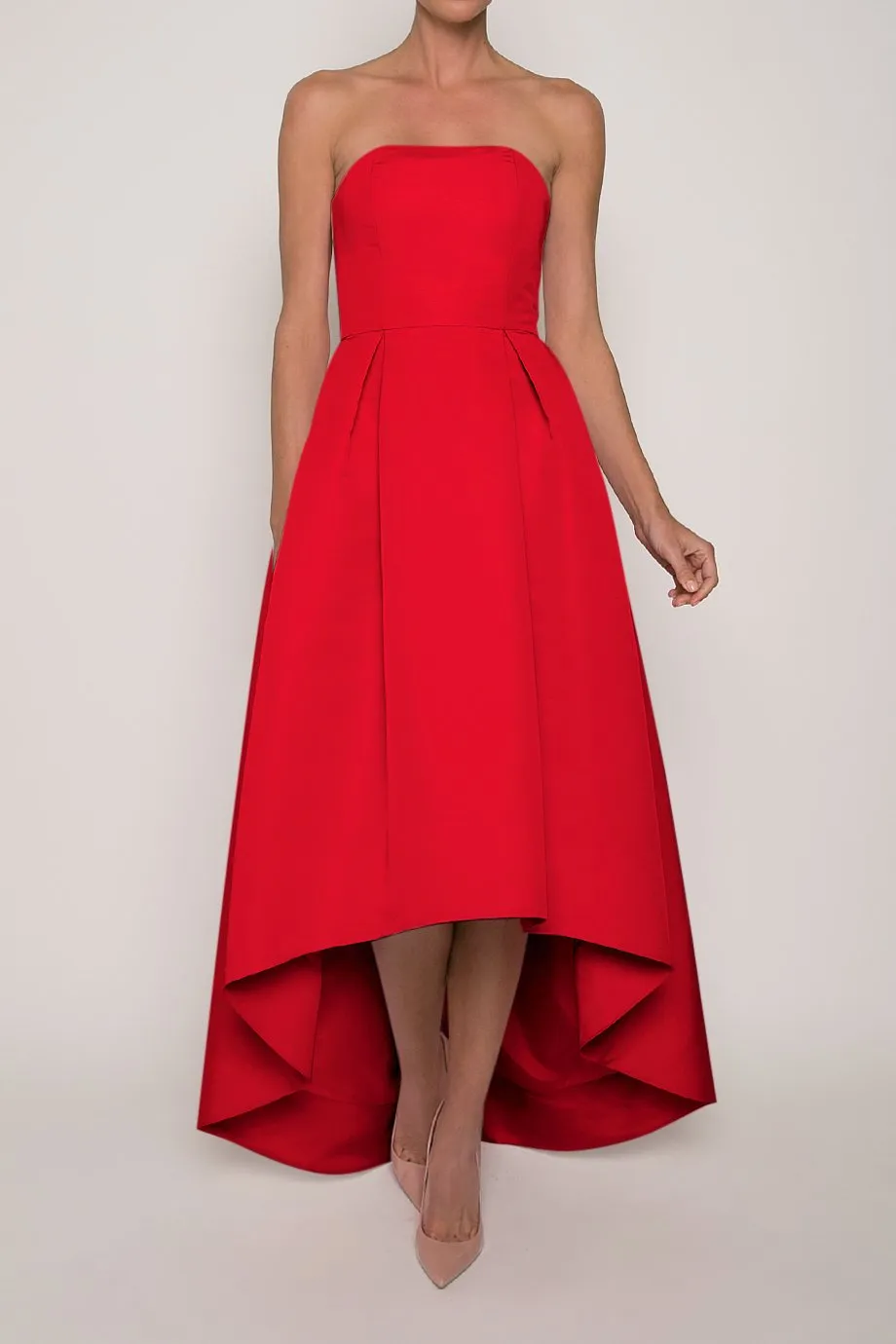 Strapless Silk Faille High Low Gown