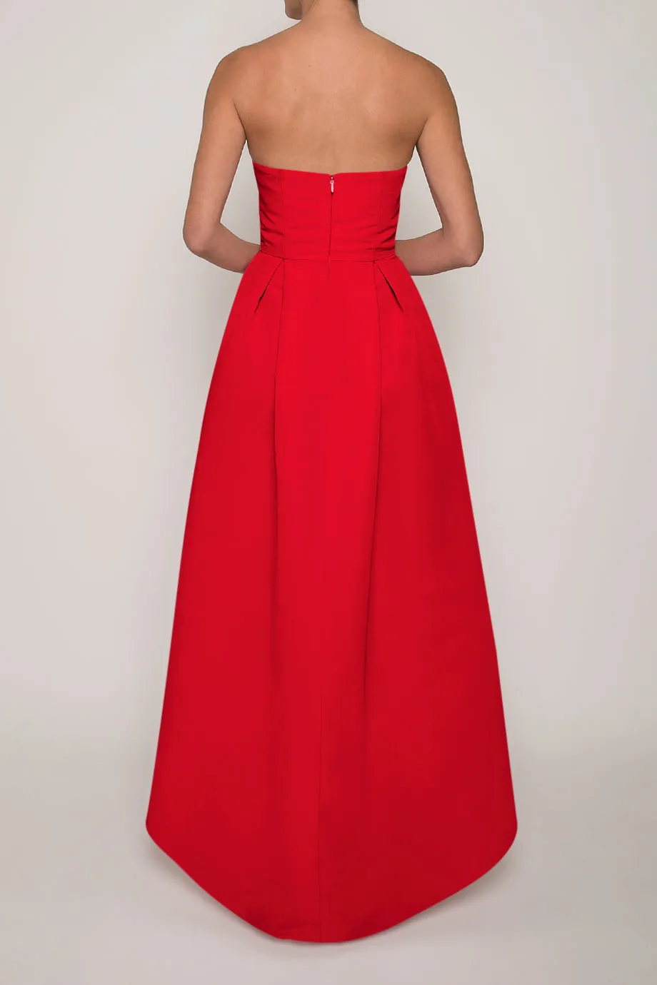 Strapless Silk Faille High Low Gown