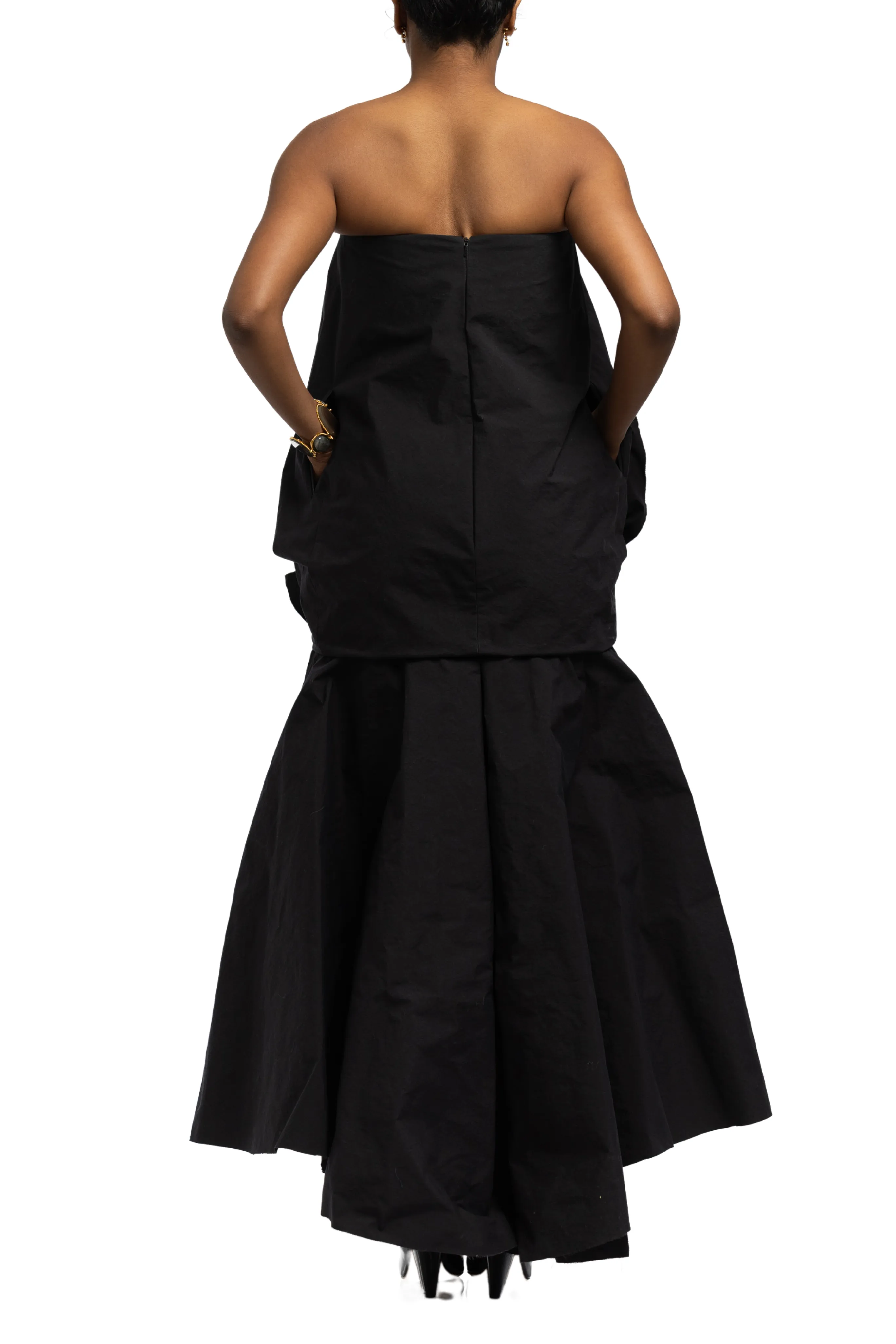 Strapless Tie Front Bubble Gown